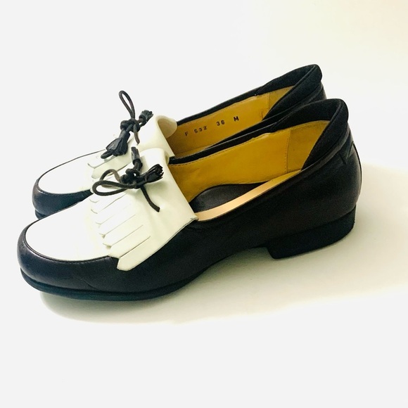 TARYN ROSE Tassel Colorblock Loafers Genuine Leather, brown and white - Picture 2 of 6